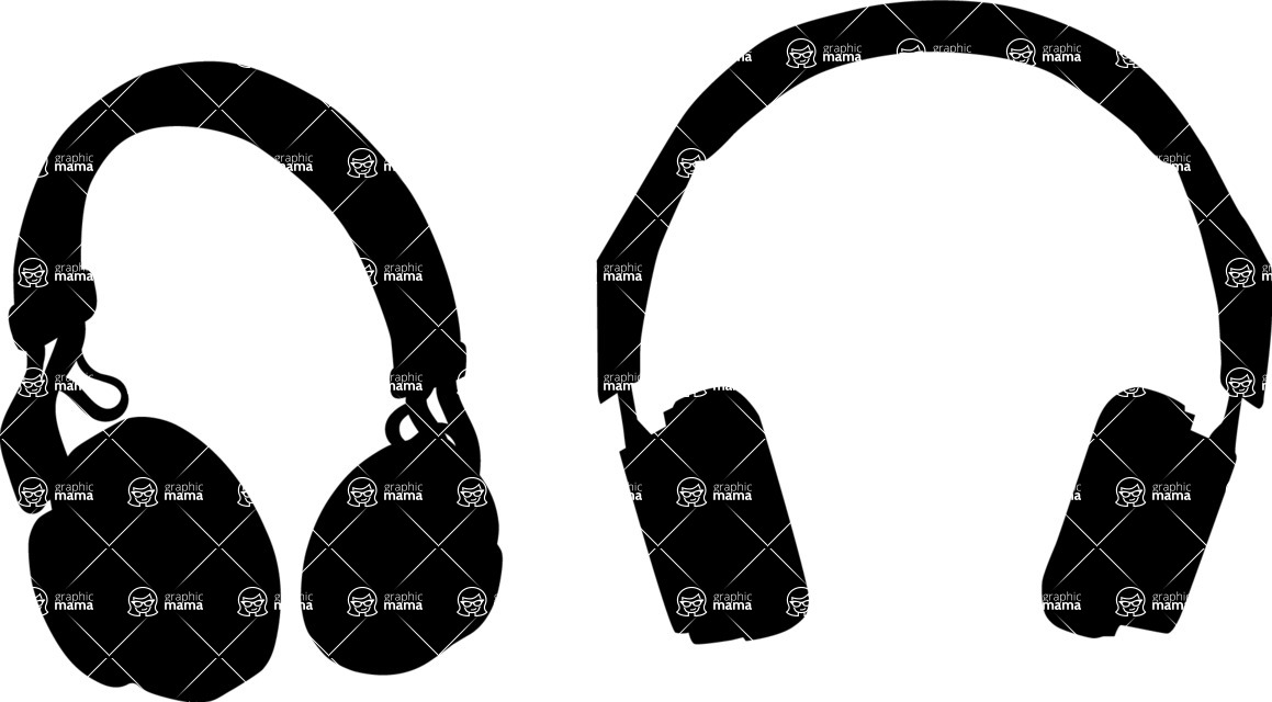 Vector silhouettes - Vector Headphones Silhouettes Set